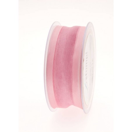 NASTRO ORGANZA BORDO RASO mm40x25mt ROSA