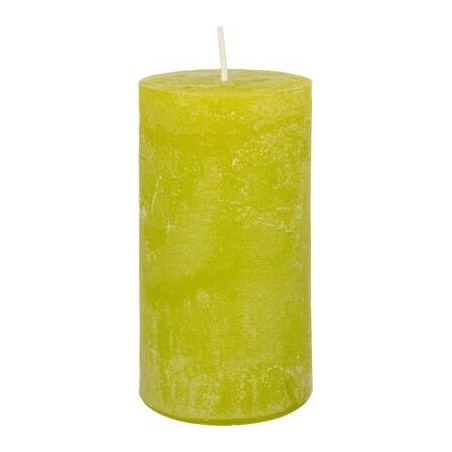 CANDELA MOCCOLO RUSTIC SAFE 8x6cm VERDE LIMONE
