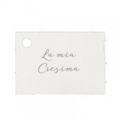 BIGLIETTINO C/FORO 5x3cm LA MIA CRESIMA BIANCO 32pz