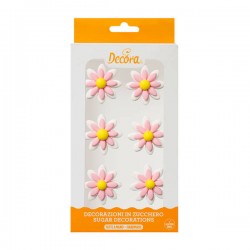 MARGHERITE BICOLOR ROSA IN ZUCCHERO 6pz DECORA
