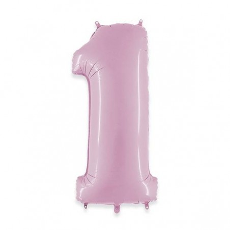 PALLONE NUMERO 1 MYLAR 102cm 40 ROSA