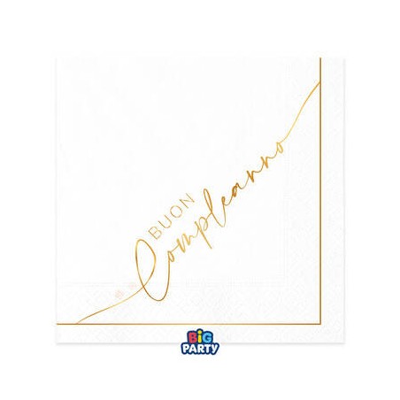 TOVAGLIOLI 33x33 BUON COMPLEANNO GOLD 16pz