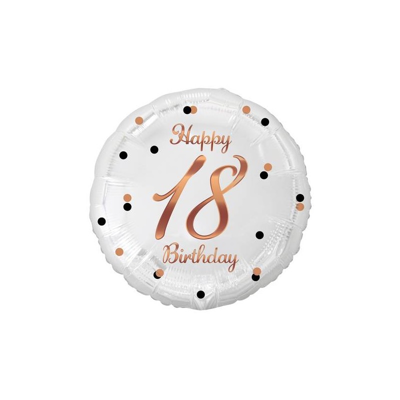 PALLONCINI MYLAR 18 45cm BIANCO E ORO ROSA 18 ANNi