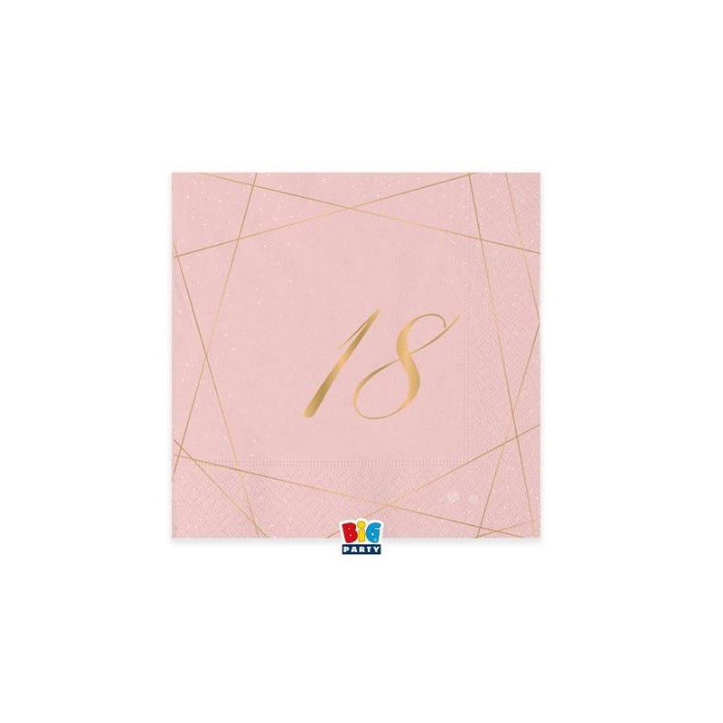 TOVAGLIOLI 25x25cm 18 ANNI ROSE 20pz