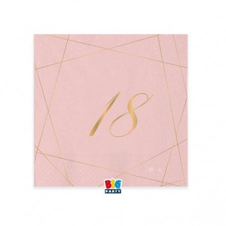 TOVAGLIOLI 25x25cm 18 ANNI ROSE 20pz