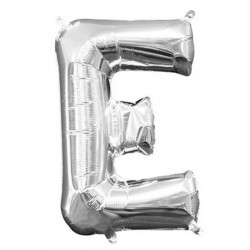 LETTERA E MYLAR SILVER 16" 40cm