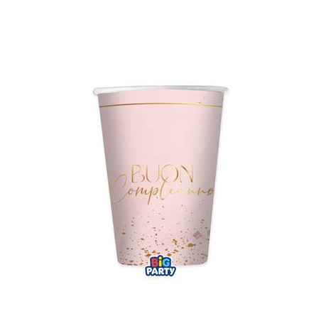 BICCHIERI 250cc BUON COMPLEANNO BLUSH ROSE 6pz