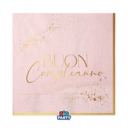 TOVAGLIOLI 33x33 BUON COMPLEANNO BLUSH ROSE 16pz