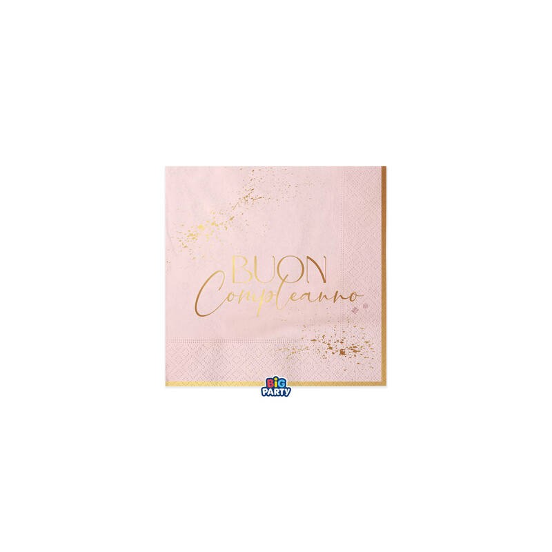 TOVAGLIOLI 33x33 BUON COMPLEANNO BLUSH ROSE 16pz