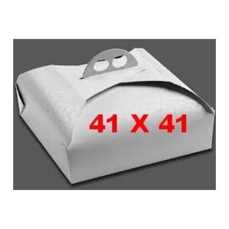 SCATOLA PORTA TORTA QUADRATA MIS.41x41x7 BIANCO RAMAGE