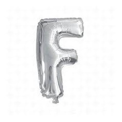 LETTERA F MYLAR SILVER 16" 40cm