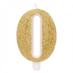 CANDELINA NUMERO 0 GLITTER ORO 9,5cm