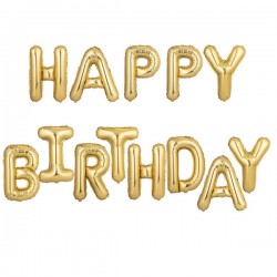 PALLONE MYLAR SCRITTA HAPPY BIRTHDAY LETTERE H 45cm ORO