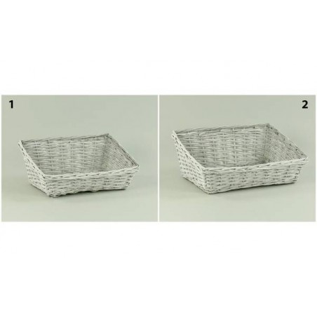 CESTO CONFEZIONE RETT.VIMINI GRIGIO 46x35x10-18cm