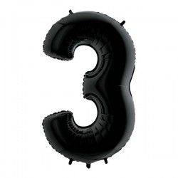 PALLONE NUMERO 3 MYLAR 102cm 40 NERO