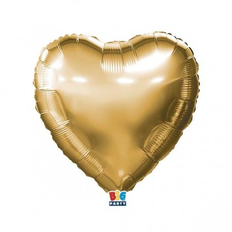 PALLONE MYLAR CUORE 18 45cm ORO METAL BIG