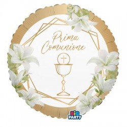 PALLONE MYLAR TONDO 18 45cm COMUNIONE GEMETRIC