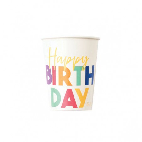 BICCHIERI 250cc HAPPY BIRTHDAY COLORS 8pz