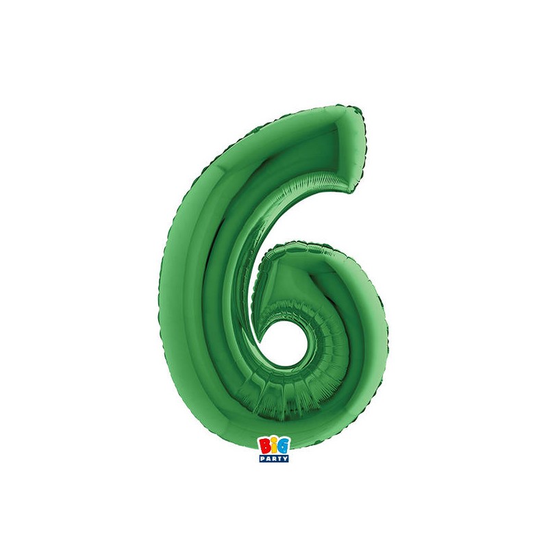 PALLONE NUMERO 6 MYLAR 102cm 40 VERDE