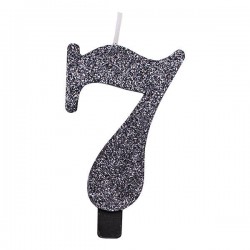 CANDELINA NUMERO 7 GLITTER NERO 9,5cm