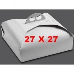 SCATOLA PORTA TORTA QUADRATA MIS.27x27x7 BIANCO RAMAGE