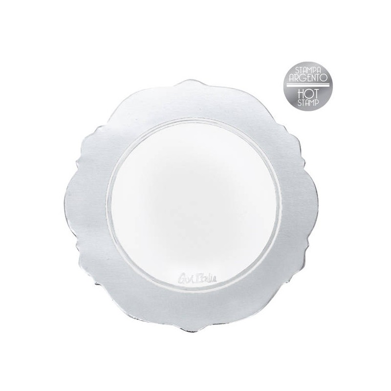SOTTOBICCHIERI LIBERTY BIANCO/ARGENTO ø10cm 6pz