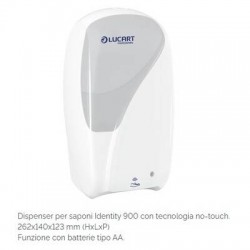 DISPENSER SAPONE LIQUIDO LUCART IDENTITY C/FOTOCELLULA 900ml 892439 WHITE