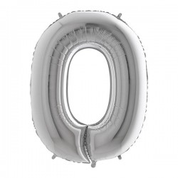 PALLONE NUMERO 0 MYLAR 102cm 40 ARGENTO