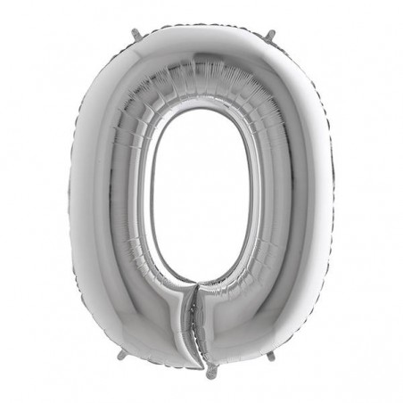 PALLONE NUMERO 0 MYLAR 102cm 40 ARGENTO
