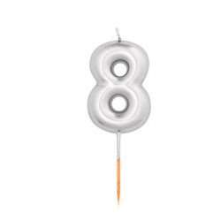 CANDELINA NUMERO 8 METAL ARGENTO 8cm