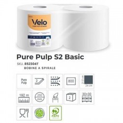 BOBINE PURE PULP S2 BASIC 800strappi 192mt 2 ROTOLI VELO
