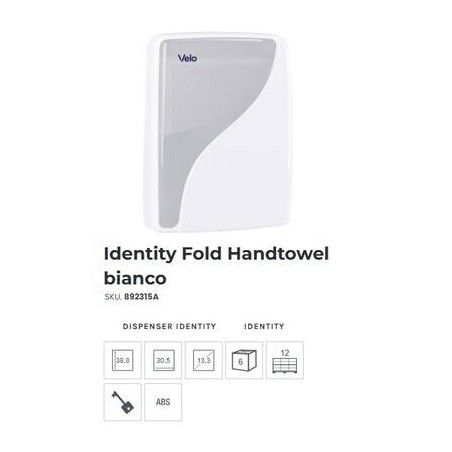 DISPENSER ASCIUGAMANI Z/V/C/  IDENTITY BIANCO ART.892315A VELO