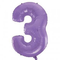 PALLONE NUMERO 3 MYLAR 102cm 40 VELVET LILLA