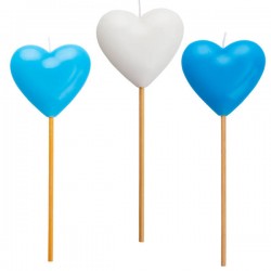 CANDELINE CUORE 20cm ASS. AZZURRO/BIANCO