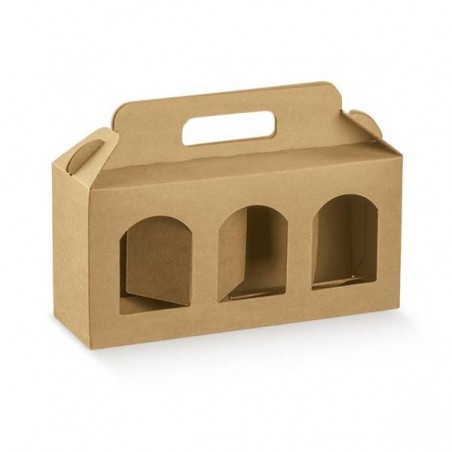 SCATOLA PORTA VASETTI 3 FORI 25x8x12cm AVANA LISCIA 10pz