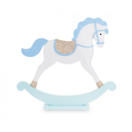 CAVALLO DONDOLO AZZURRO FELTRO 82x75cm