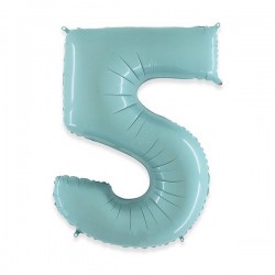 PALLONE NUMERO 5 MYLAR 102cm 40 CELESTE