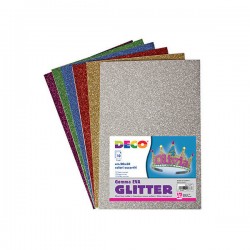 GOMMA EVA CREPP GLITTER 20x30cm ASS.TI 10pz