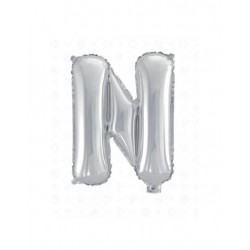 LETTERA N MYLAR SILVER 16" 40cm