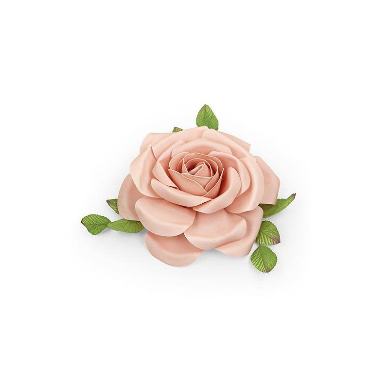 ROSA ROSA POLIETILENE CON FOGLIE VERDI ø30cm