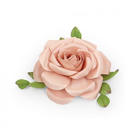 ROSA ROSA POLIETILENE CON FOGLIE VERDI ø30cm