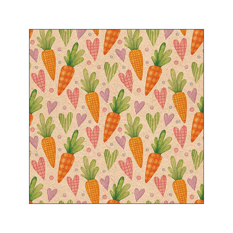 TOVAGLIOLI 33x33 CAROTE E CUORI NATURE 20pz