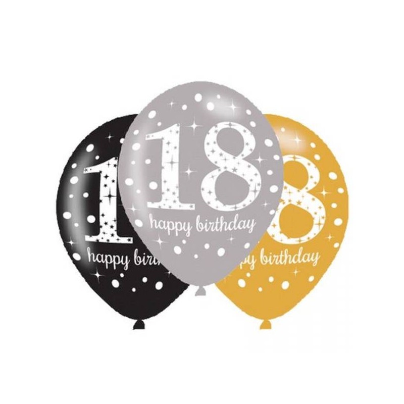 PALLONCINI LATTICE LARGE SPARKLING BIRTHDAY 18 ANNI 6pz