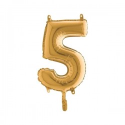 PALLONE NUMERO 5 MYLAR 36cm ORO