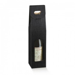 SCATOLA 1 BOTTIGLIA C/MAN. E FIN. 9x9x38,5cm SETA NERO
