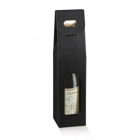 SCATOLA 1 BOTTIGLIA C/MAN. E FIN. 9x9x38,5cm SETA NERO
