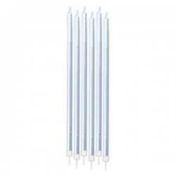 CANDELINE MATITE PERLATE ARGENTO 15cm + SUPP. 6pz