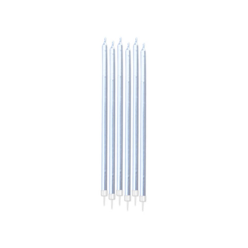 CANDELINE MATITE PERLATE ARGENTO 15cm + SUPP. 6pz