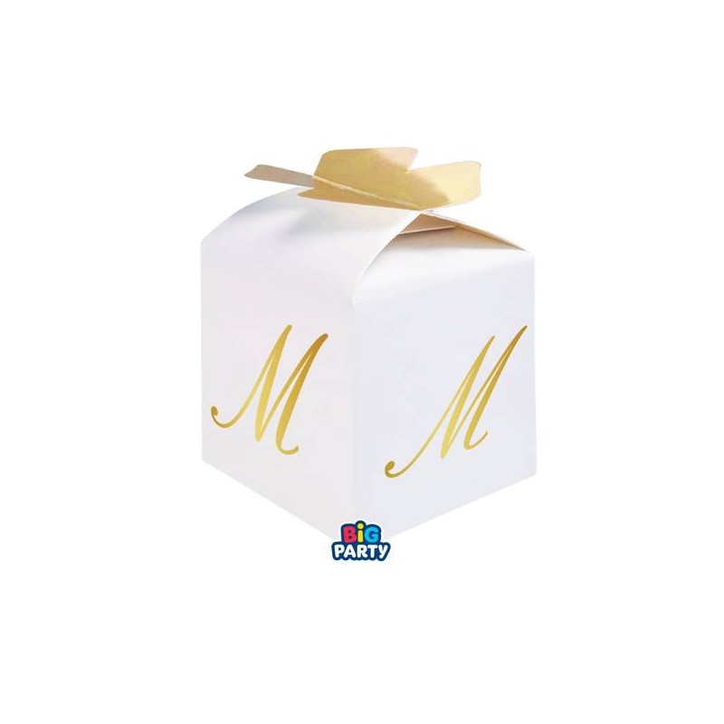 SCATOLINA CUBETTO PORTACONFETTI 5x7x5cm LETTERA M 10pz