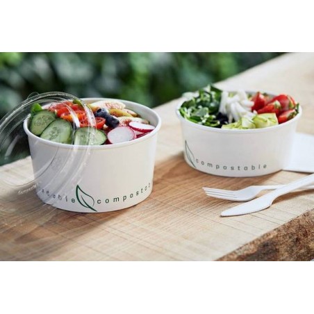 INSALATIERA CARTONCINO BIANCO COMPOST 1000cc ø15x7,8h 24pz